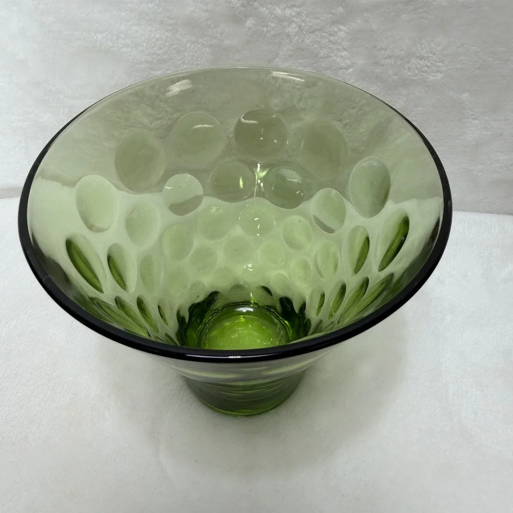 VTG Hazel Atlas Avocado Green Dot El Dorado Candy Dish Thumbprint MCM‎
